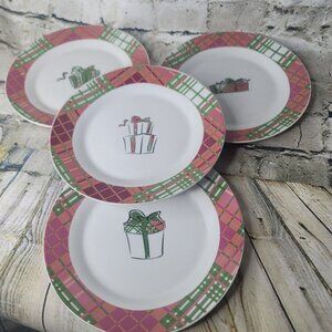 Christmas Presents Plates 8"  Desert Salad Set Of 4 by PAI